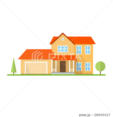 Vector flat icon suburban american house. 26045417