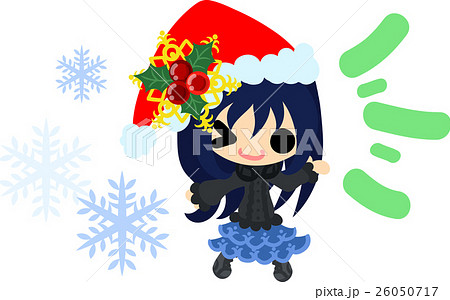 クリスマスと女の子の可愛いイラスト サンタクロースの帽子 のイラスト素材 26050717 Pixta