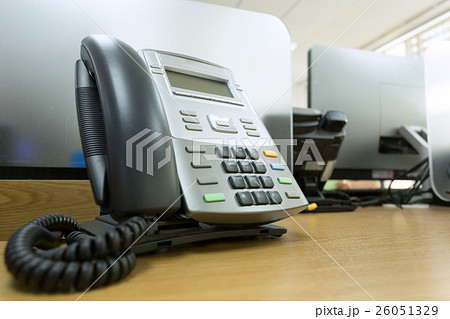 black telephone on table work of office black telephone on table work of office 26051329
