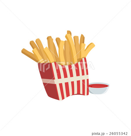 French Fries And Ketchup Street Food Menu Itemのイラスト素材