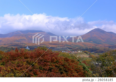 懐古園の秋　天守台から浅間山を展望する 26058185