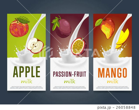 Milkshake concept with milk splash and fruit 26058848