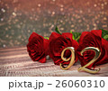 birthday concept with red roses on wooden desk 26060310
