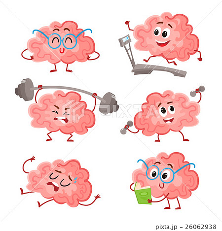 Funny Brain Training With Barbell Dumbbells Onのイラスト素材 26062938 Pixta