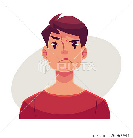 Young man face, angry facial expression 26062941