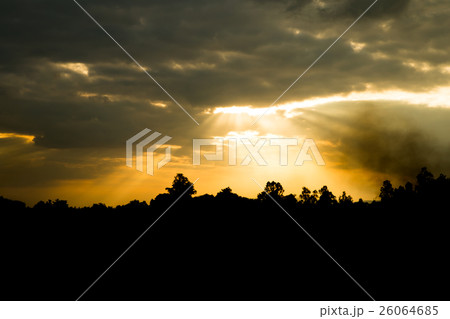 sunset with overcast sky. 26064685