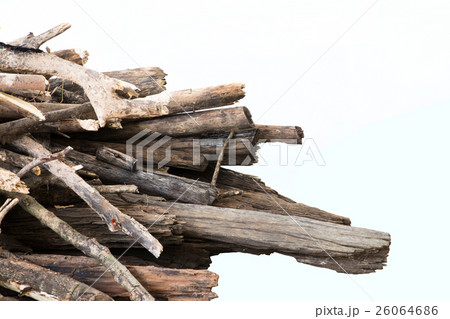 Pile of firewood isolated on  white background. 26064686