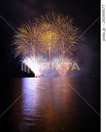 Colorful fireworks with reflection on lake. Colorful fireworks with reflection on lake. 26066677