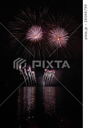 Colorful fireworks with reflection on lake. Colorful fireworks with reflection on lake. 26066799