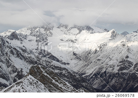 Scenic view of the mountains, ski resort Dombay 26069578