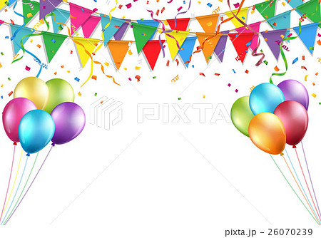 Balloons Flags Confetti Stock Illustration