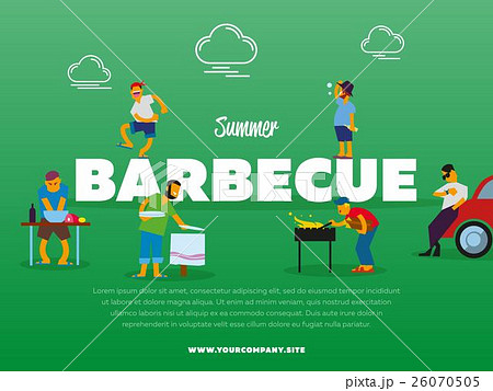 Summer barbecue party banner with people 26070505