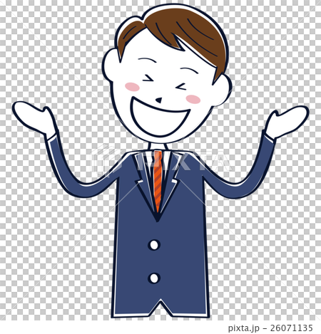 かわいい 真面目そうなビジネスマン 線画 上半身 大笑い かわいい 真面目そうなビジネスマン 線画 上半身 大笑い 26071135
