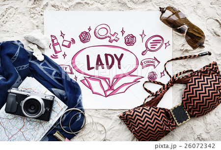 Feminine Icons Symbols Outside Box Sketch Concept Feminine Icons Symbols Outside Box Sketch Concept 26072342