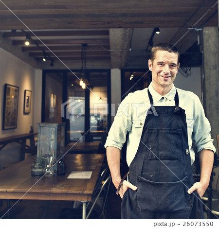 Barista Coffee Steam Cafe Apron Drink Business Concept Barista Coffee Steam Cafe Apron Drink Business Concept 26073550