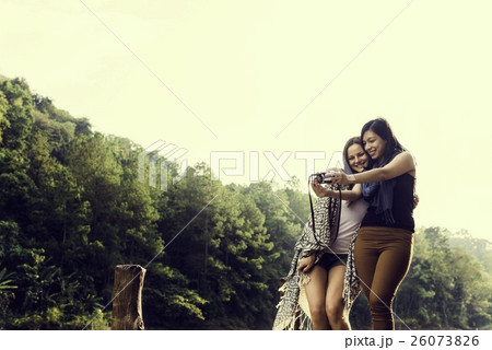 Girls Friends Exploring Outdoors Nature Concept 26073826