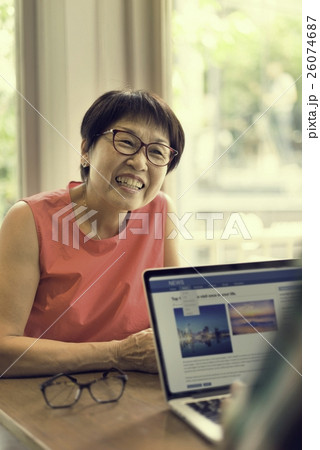 Senior Couple Using Laptop Concept Senior Couple Using Laptop Concept 26074687