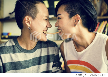 LGBT Lesbian Couple Moments Happiness Concept LGBT Lesbian Couple Moments Happiness Concept 26075218
