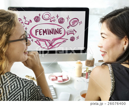 Feminine Icons Symbols Outside Box Sketch Concept Feminine Icons Symbols Outside Box Sketch Concept 26076400