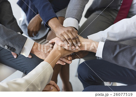 Business Team Stack Hands Support Concept Business Team Stack Hands Support Concept 26077519