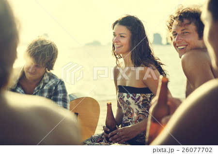 Beach Vacation Enjoying Holiday Relaxation Concept Beach Vacation Enjoying Holiday Relaxation Concept 26077702