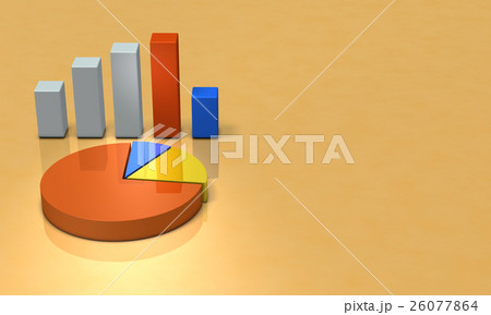 棒グラフと円グラフを描いた3Dレンダリング画像（背景） 26077864