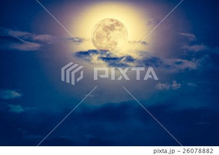 Nighttime sky with clouds and bright full moon 26078882