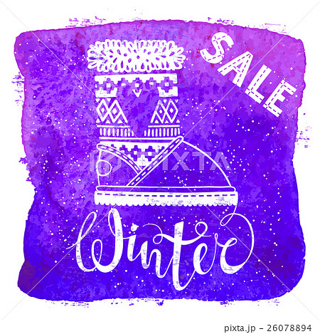Winter text brush lettering and boots with heart 26078894