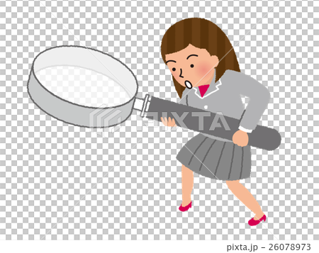 虫眼鏡を持つ女性社員 26078973