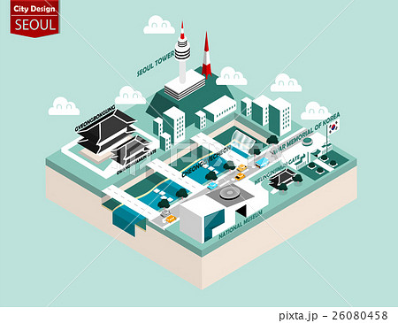 isometric design concept of seoul city south korea 26080458
