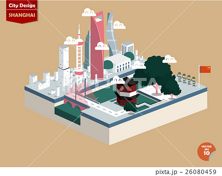 isometric design concept of shanghai city china 26080459