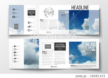Set of tri-fold brochures, square design templates Set of tri-fold brochures, square design templates 26081325