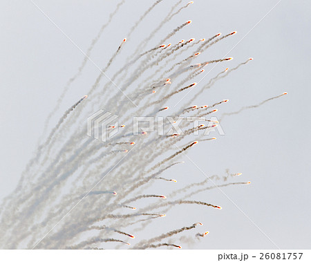 Flares fired from a jet 26081757