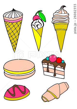 Pastries cakes and ice cream icon set 26082355
