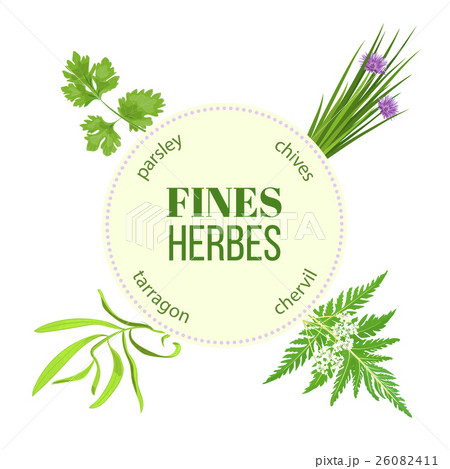 Fines herbes round emblem Fines herbes round emblem 26082411