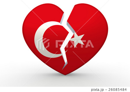 Broken white heart shape with Turkey flag Broken white heart shape with Turkey flag 26085484