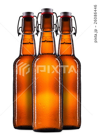 Set of beer bottles on white Set of beer bottles on white 26086446