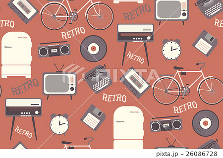 Seamless pattern with 80s years old objects.  26086728