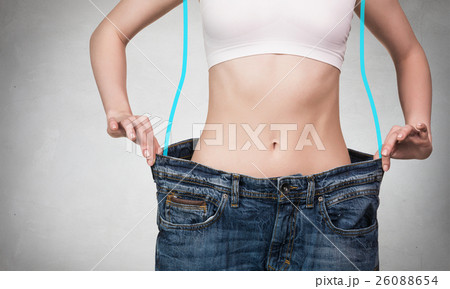 Female body with lines before loose weight. 26088654