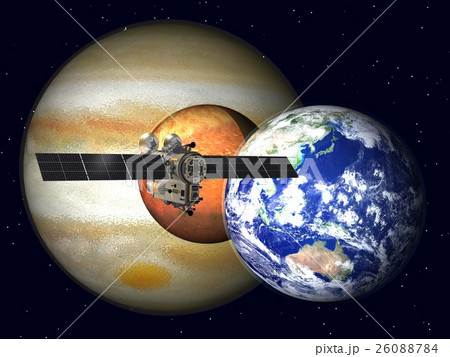 惑星 衛星 探査機 のイラスト素材