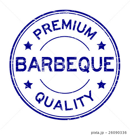 Grunge blue premium quality barbeque (BBQ) stamp 26090336