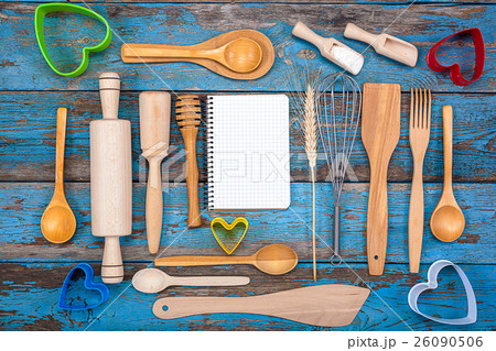 Set kitchen utensils and a notebook for recipes Set kitchen utensils and a notebook for recipes 26090506