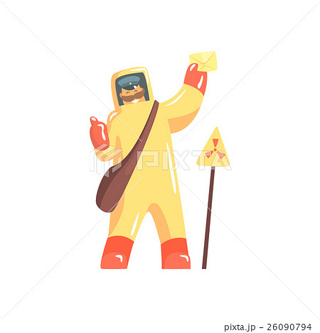 Pstman In Protective Suit In Redioactive Area With Pstman In Protective Suit In Redioactive Area With 26090794