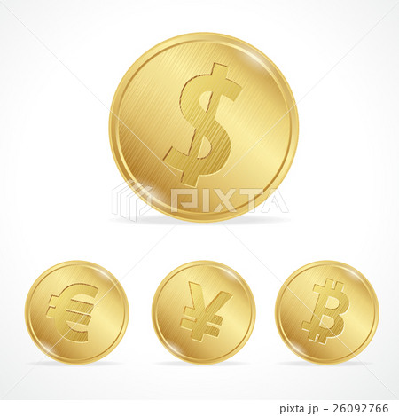 Vector gold coin bitcoin euro dollar yena Vector gold coin bitcoin euro dollar yena 26092766