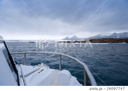 Amphibian boat on lagoon Amphibian boat on lagoon 26097747