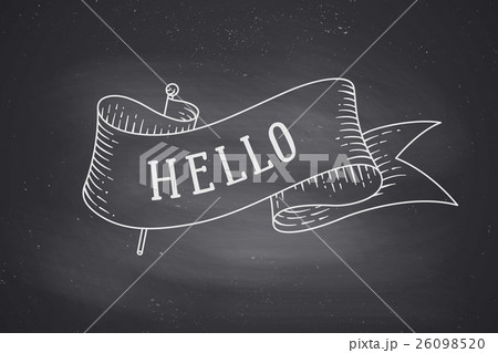 Greeting card with ribbon and word Hello 26098520
