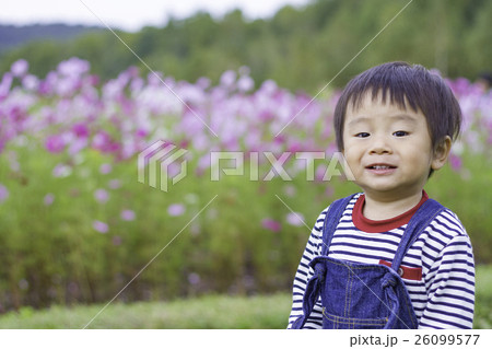 自然の中ではしゃぐ男の子 26099577