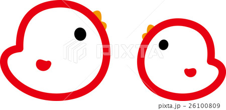 年賀2017 酉年 ひよこ二羽 にわとり 年賀2017 酉年 ひよこ二羽 にわとり 26100809