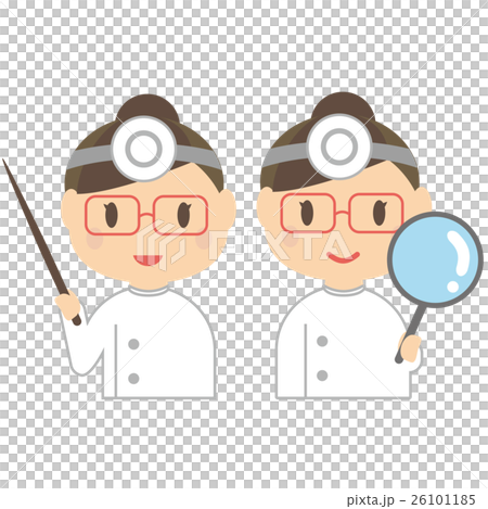 Dentist hygienist red wearing glasses Description and expansion 26101185