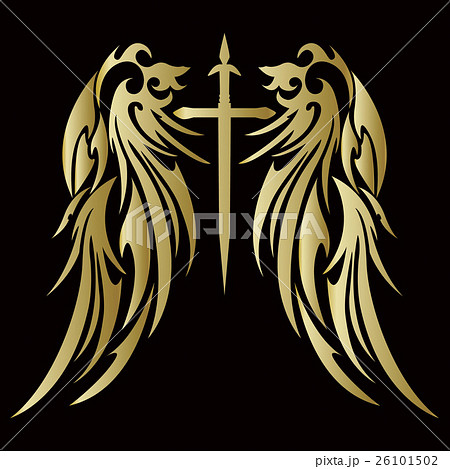 トライバル 天使の羽と剣のイラスト素材 26101502 Pixta